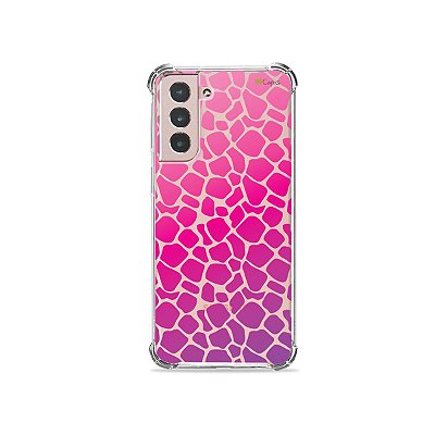Capa (Transparente) para Galaxy S21 Plus - Animal Print Pink