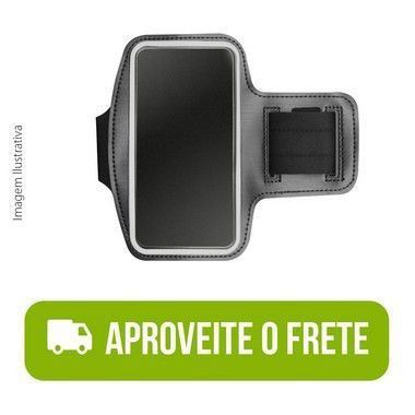 Braçadeira Esportiva Preta de Neoprene para Moto E7 Power