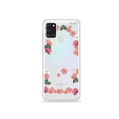 Capa (Transparente) para Galaxy A21s - Pink Roses