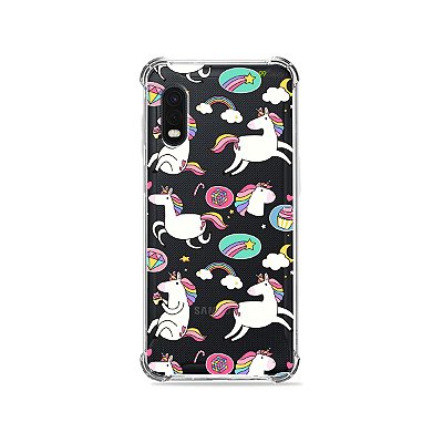 Capa (Transparente) para Galaxy XCover Pro - Unicórnios Felizes