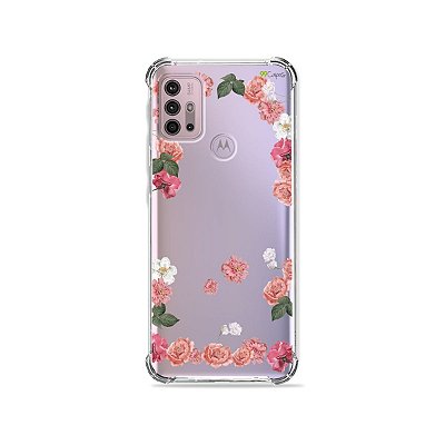 Capa (Transparente) para Moto G30 - Pink Roses