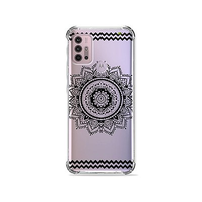 Capa (Transparente) para Moto G30 - Mandala Preta