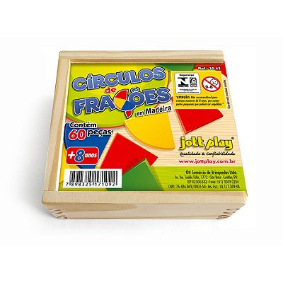 Discos Círculos Frações Mdf 60 Peças Coloridas