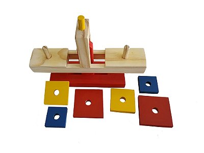 Brinquedo Educativo Balancinha Madeira Colorida + 6 Pesos