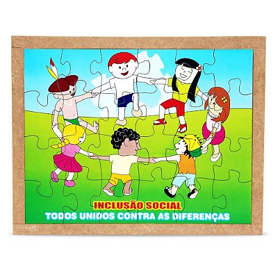 Quebra Cabeça Infantil Inclusão Social Mdf 24 Pç Carlu