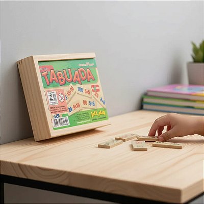 Brinquedo Educativo Tabuada Em Mdf 54 Peças Cx De Madeira