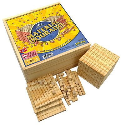 Brinquedo Educativo Material Dourado Completo 611 Peças Madeira