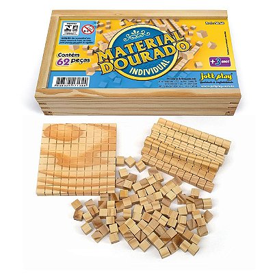 Brinquedo Educativo Material Dourado Individual 62 Peças Madeira