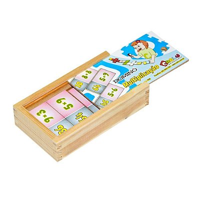 Brinquedo Educativo Dominó Multiplicaçao Em Mdf Com 28 Peças