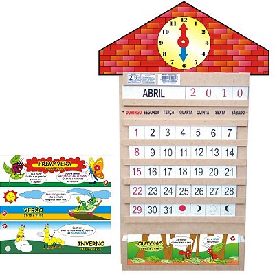 Brinquedo Educativo Calendario Relogio Em Mdf 58 Peças