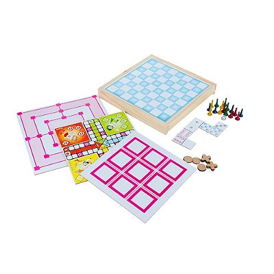 Jogo 5 Em 1 Dama Domino Jogo De Trilha Jogo Da Velha - Carlu