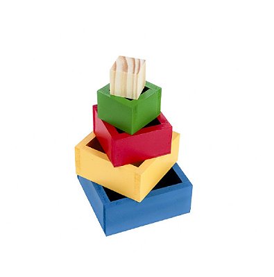 Cubos De Encaixe Caixas Coloridas  Mdf 5 Peças
