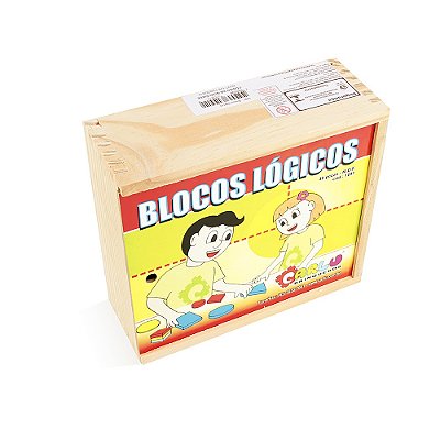 Brinquedo Educativo Blocos Logicos Em Mdf Com 48 Peças