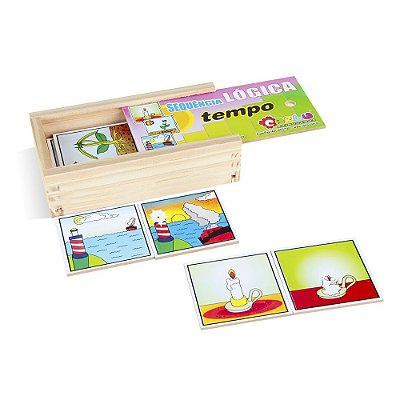 Brinquedo Educativo Sequençia Lógica Tempo Em Mdf Com 16 Peças