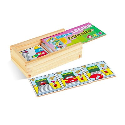Brinquedo Educativo Sequencia Lógica Trânsito Mdf 16 Peças
