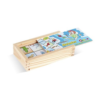 FL - Brinquedo Educativo Dominó Metades Em Mdf Com 28 Peças