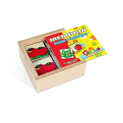 Brinquedo Educativo Memória Frutas E Hortalicas Mdf 40 Peças