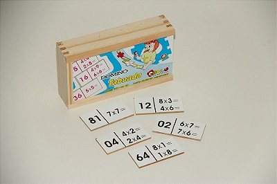 Brinquedo Educativo Dominó Tabuada Em Mdf Com 28 Peças - CARLU