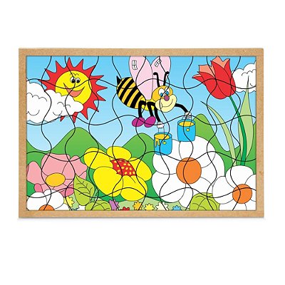 Brinquedo Educativo Quebra Cabeça Natureza Base Mdf Com 50 Peças