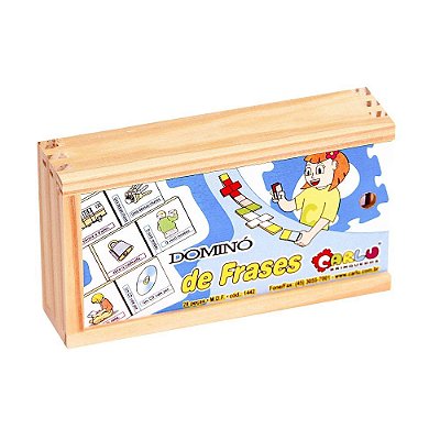 Brinquedo Educativo Dominó Associação De Frases Em Mdf Com 28 Peças