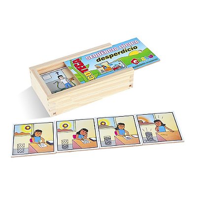 Brinquedo Educativo Sequençia Lógica Desperdicio Em Mdf Com 16 Peças