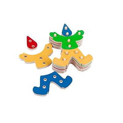 Brinquedo Educativo Troque E Encaixe As Cores Palhaço Em Mdf Com 12 Peças