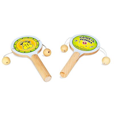 Brinquedo Educativo Musicalização Raquete Sonora 1 Par Em Mdf