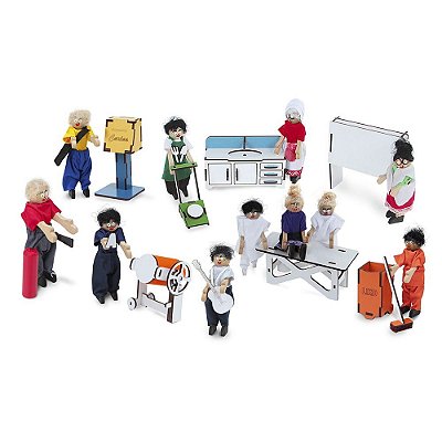 Brinquedo Educativo Familia Terapêutica Profissões Com Caracterizacao Mdf 10 Personagens