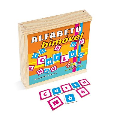 Jogo Educativo Alfabeto Bimóvel Em Mdf 128 Peças S Madeira