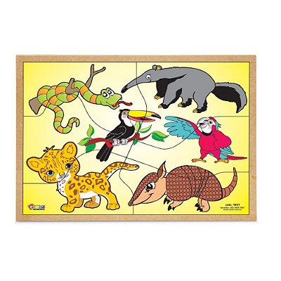 Brinquedo Educativo Quebra Cabeça Animais Da Fauna Brasileira Base Mdf