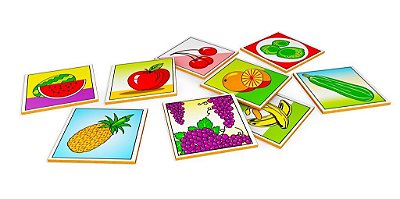 Brinquedo Educativo Memória Frutas E Hortalicas Mdf 40 Peças