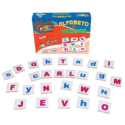 Jogo Educativo Alfabeto Na Madeira Mdf Com 26 Peças