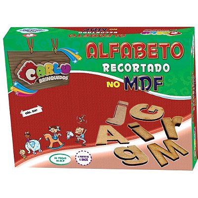 Jogo Educativo Alfabeto Recortado Pequeno Mdf Com 36 Peças - Carlu
