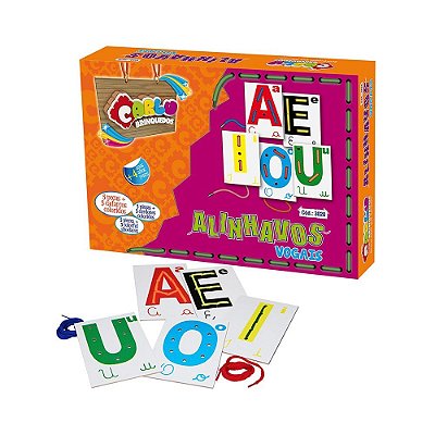 Brinquedo Educativo Alinhavos Vogais 5 Bases - Carlu