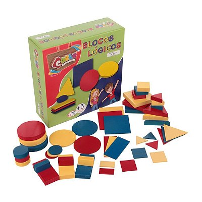 Brinquedo Educativo Blocos Lógicos Mdf 48 Peças - Carlu