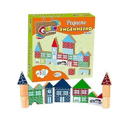Brinquedo Educativo Pequeno Engenheiro Em Mdf Com 50 Peças . - Carlu