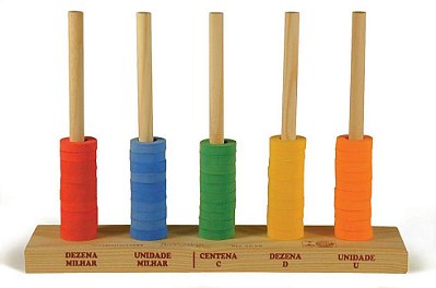 Brinquedo Educativo Abaco Aberto Com 5 Hastes 50 Argolas Em E.V.A