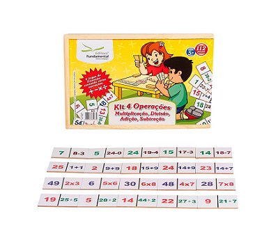 Brinquedo Educativo Kit 4 Operações – 04 Jogos De Dominós C/ As 4 Operações