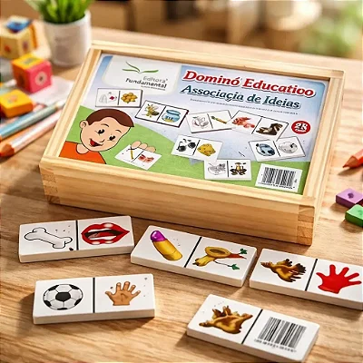 Brinquedo Educativo Dominó Associaçao De Ideias Jogo Com 28 Peças - Fundamental
