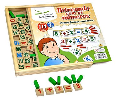 Brinquedo Educativo Brincando Com Os Numeros 114 Peças Em Madeira