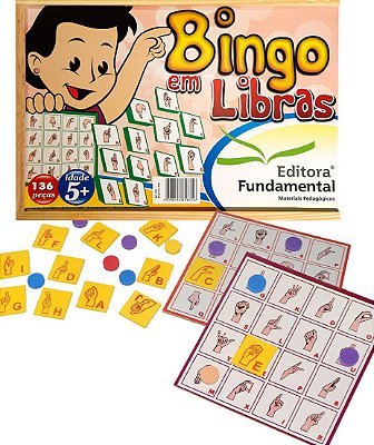 Brinquedo Educativo Bingo De Libras Em Madeira Com 136 Peças
