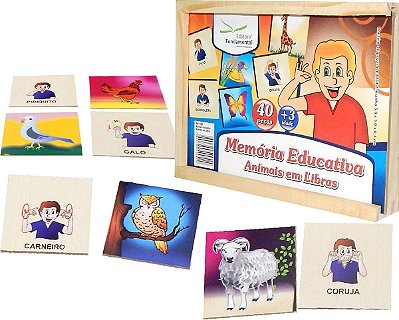 Brinquedo Educativo Memória Animais Em Libras