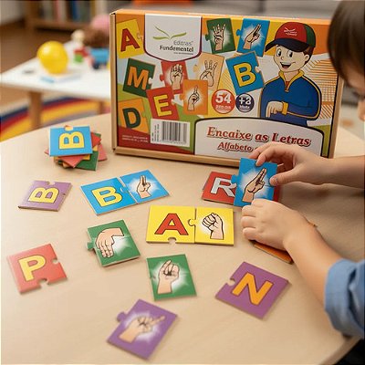Brinquedo Educativo Encaixe As Letras Alfabeto Em Libras Em Mdf Com 54 Peças