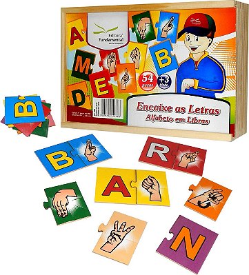 Brinquedo Educativo Encaixe As Letras Alfabeto Em Libras Em Mdf Com 54 Peças