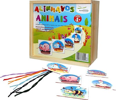 Brinquedo Educativo Alinhavos Animais Com 06 Peças + 06 Cadarços