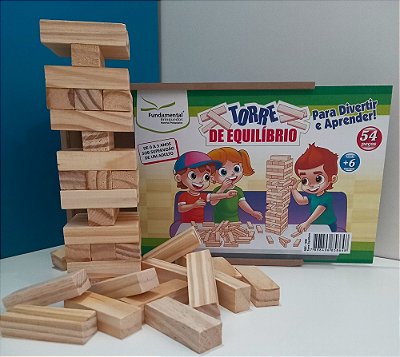 Torre de Equilibrio Caiu Perdeu em Madeira 54 Peças