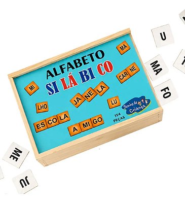Alfabeto Silábico 354 Peças Em Madeira Mdf Educativo Escolar