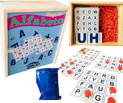 Jogo Bingo D Letras Alfabeto 281 Peças Em Madeira Divertido