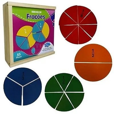 Brinquedo Educativos Disco De Frações 96 Peças Cx De Madeira
