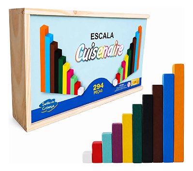 Brinquedo Educativos Escala Cuisinaire 294 Pçs Caixa Madeira